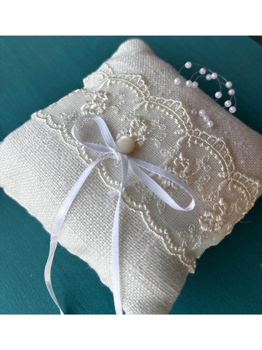 Handmade Ring Bearer Pillow: Lace Wedding Ring Cushion